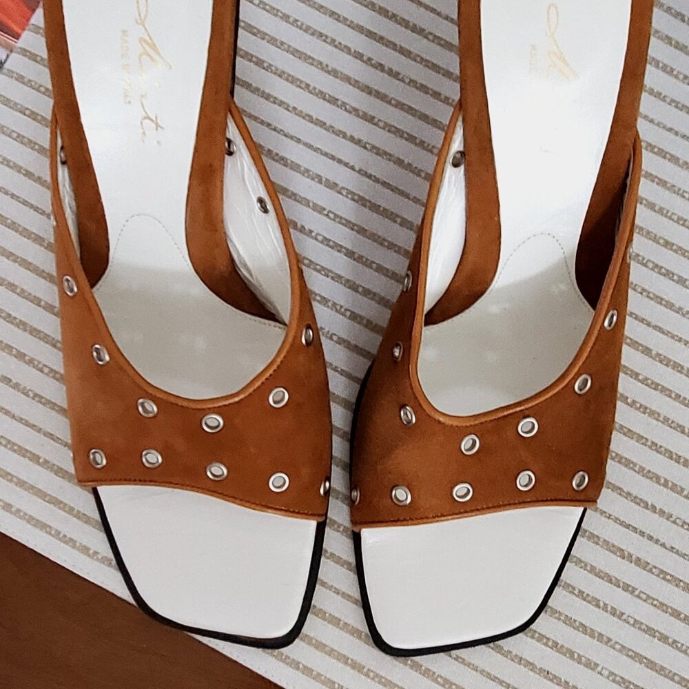 SANDALS WOMEN'S SLIPON  BROWN MADE IN ITALY SIZE 41 EU AND 9.5 US